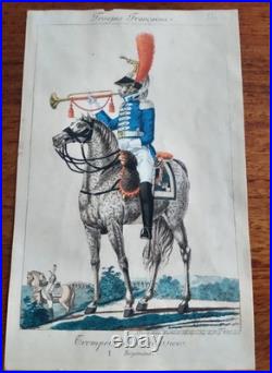Gravure Litho XIX siècle Cuirassé à la Trompette