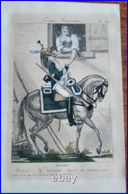 Gravure Litho XIX siècles Brigadier du 15 régiment Départ du Cantonnemt