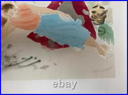 Gravure Lithographie 1950 Ancien La Plage Mer Méditerranée Art À Identifier XXe