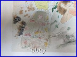 Gravure Lithographie 1950 Ancien La Plage Mer Méditerranée Art À Identifier XXe