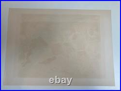 Gravure Lithographie 1950 Ancien La Plage Mer Méditerranée Art À Identifier XXe