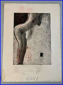 Gravure Lithographie Femme Walter Barrientos Nue Nu Art Litho Expressionnisme