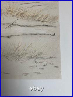 Gravure Lithographie MAURICE BRIANCHON 1950 Ancien La Plage Mer Méditerranée Art