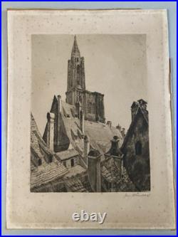 Gravure Lithographie René Allenbach Estampe Ancien 1920 Old Etching Strasbourg Gravure Lithographie René Allenbach Estampe Ancien 1920 Old Etching Strasbourg