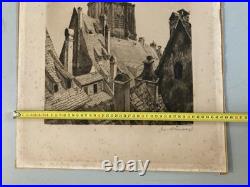 Gravure Lithographie René Allenbach Estampe Ancien 1920 Old Etching Strasbourg