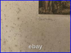 Gravure Marché Aux Puces Brocante Paris Armand Coussens Etching Antique Old Art