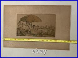 Gravure Marché Aux Puces Brocante Paris Armand Coussens Etching Antique Old Art