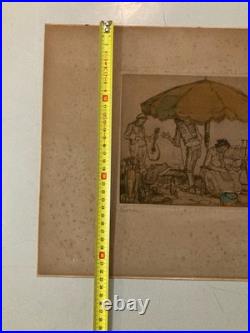 Gravure Marché Aux Puces Brocante Paris Armand Coussens Etching Antique Old Art