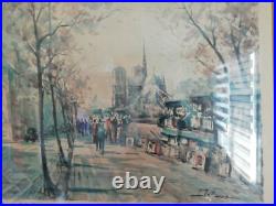 Gravure Notre-dame Et Quais Paris Encadrée Sous-verre Gravure Notre-dame Et Quais Paris Encadrée Sous-verre