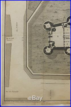 Gravure Plan de la Bastille Fin XVIIIème S. Gravée par Gaitte Plan de Batiment