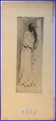 Gravure Pointe Sèche Antoinette DESAILLE Femme Toilette Impressionniste 1900 Hd4
