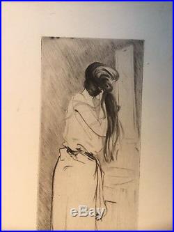 Gravure Pointe Sèche Antoinette DESAILLE Femme Toilette Impressionniste 1900 Hd4