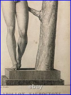 Gravure Portrait XVIIIe Portrait Apollon Estampe Nu Erotique Pierre Bouillon