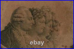 Gravure Royaliste Sur Papier Louis XVI Famille Fin XVIII Eme Cadre Laiton H535