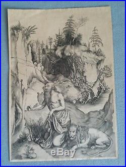 + Gravure Saint Jérôme pénitent A. Dürer tirage 19eme vergé filigrané etching +