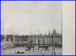 Gravure XIX Eme-garneray Louis Ambroise-vue Du Pont De Bordeaux -chez Basset