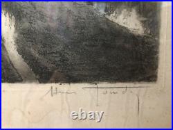 Gravure XIXe Paysage Signée A Identifier 81,5x69,5 Cm