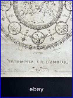 Gravure XIXème mythologique Triomphe de l'amour 1830 Barberi & Calamatte