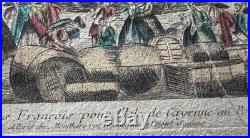 Gravure XVIIIe Embarquement des françois pour l'Isle de Cayenne à Rochefort