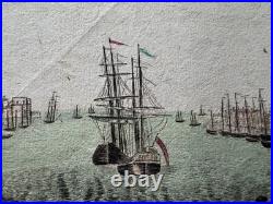 Gravure XVIIIe Embarquement des françois pour l'Isle de Cayenne à Rochefort