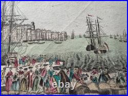 Gravure XVIIIe Embarquement des françois pour l'Isle de Cayenne à Rochefort