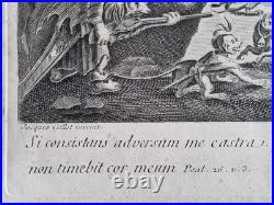 Gravure XVIIIe La Tentation de Saint Antoine d'après Callot encadrée 57x77 cm