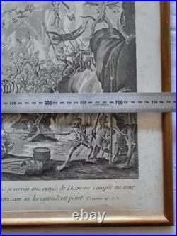 Gravure XVIIIe La Tentation de Saint Antoine d'après Callot encadrée 57x77 cm