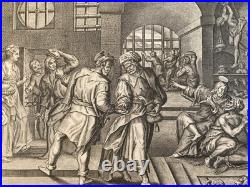Gravure XVIIe Maarten de Vos Saint Mathieu Prison Etching Ancien Old Estampe Art