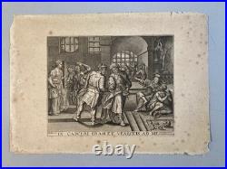 Gravure XVIIe Maarten de Vos Saint Mathieu Prison Etching Ancien Old Estampe Art