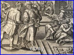 Gravure XVIIe Maarten de Vos Saint Mathieu Prison Etching Ancien Old Estampe Art