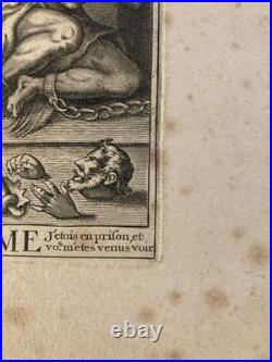 Gravure XVIIe Maarten de Vos Saint Mathieu Prison Etching Ancien Old Estampe Art