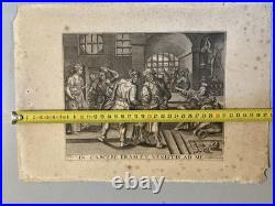 Gravure XVIIe Maarten de Vos Saint Mathieu Prison Etching Ancien Old Estampe Art