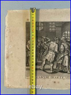 Gravure XVIIe Maarten de Vos Saint Mathieu Prison Etching Ancien Old Estampe Art