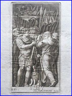 Gravure XVIIe, Polidoro da Caravaggio, Roma, Incisione Engraving Etching 17th