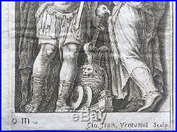 Gravure XVIIe, Polidoro da Caravaggio, Roma, Incisione Engraving Etching 17th