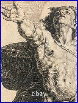 Gravure XVIe 1591 Jacob Matham Cornelis van Haarlem Apollon Dieu Soleil Original