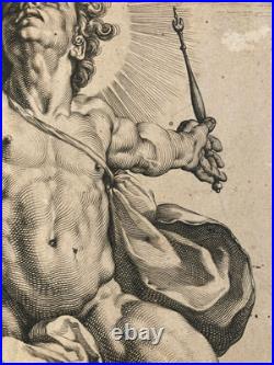 Gravure XVIe 1591 Jacob Matham Cornelis van Haarlem Apollon Dieu Soleil Original