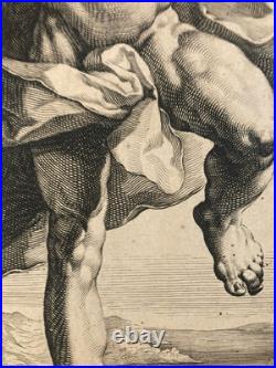 Gravure XVIe 1591 Jacob Matham Cornelis van Haarlem Apollon Dieu Soleil Original