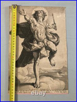Gravure XVIe 1591 Jacob Matham Cornelis van Haarlem Apollon Dieu Soleil Original