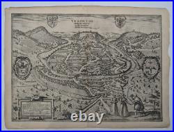 Gravure ancienne Besançon Braun & Hogenberg Circa 1580
