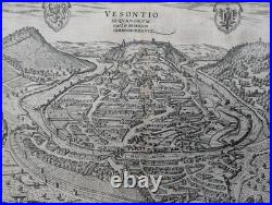 Gravure ancienne Besançon Braun & Hogenberg Circa 1580