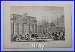 Gravure ancienne Entrée à Berlin Swebach Circa 1850