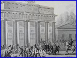 Gravure ancienne Entrée à Berlin Swebach Circa 1850