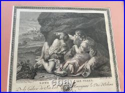 Gravure ancienne Loth et ses filles graveur Trière d'après Velasquez XVIII