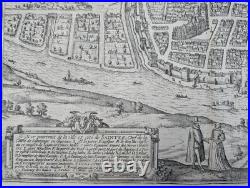Gravure ancienne Saintes Braun & Hogenberg Circa 1580