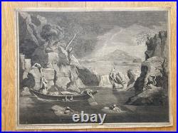 Gravure ancienne XVIIe/XVIIIe L'Hiver ou le Déluge d'après Nicolas Poussin p