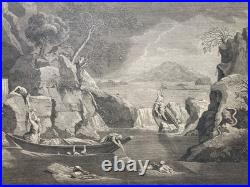 Gravure ancienne XVIIe/XVIIIe L'Hiver ou le Déluge d'après Nicolas Poussin p