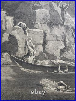 Gravure ancienne XVIIe/XVIIIe L'Hiver ou le Déluge d'après Nicolas Poussin p