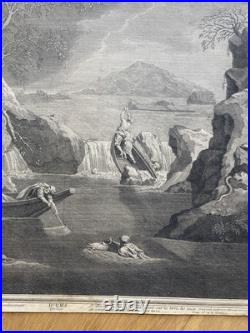 Gravure ancienne XVIIe/XVIIIe L'Hiver ou le Déluge d'après Nicolas Poussin p