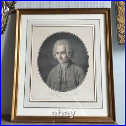 Gravure ancienne de Jean-Jacques Rousseau Portrait historique encadré École